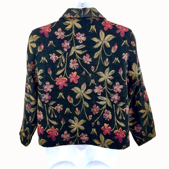DRESSBARN FLORAL JACQUARD TAPESTRY BUTTON-UP BLAZER JACKET - L - Picture 3 of 4